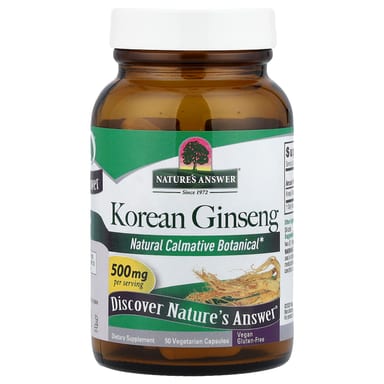 Женьшень Nature's Answer Korean, 500 мг, 50 растительных капсул