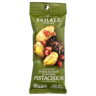 Гранат Sahale Snacks Glazed Mix, вкус Pomegranate Pistachios, 42.5 г, 9 пакетов