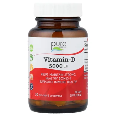 Фото товара: Витамин D3 5000 МЕ Pure Essence Vitamin-D, 30 растительных капсул, 5000 МЕ