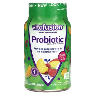 Пробиотик VitaFusion Gummies Natural Raspberry Peach & Mango 5 Billion CFUs, вкус Natural Raspberry, Peach & Mango, 70 жевательных пастилок