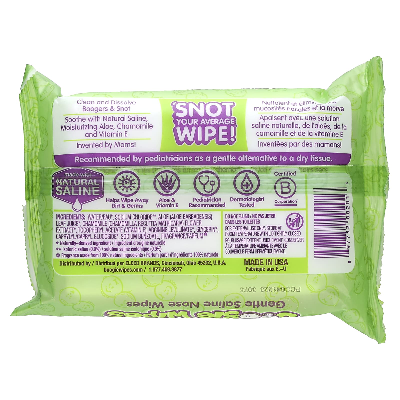 Салфетки Boogie Wipes Gentle Saline Nose Fresh Scent 30 — фото 2