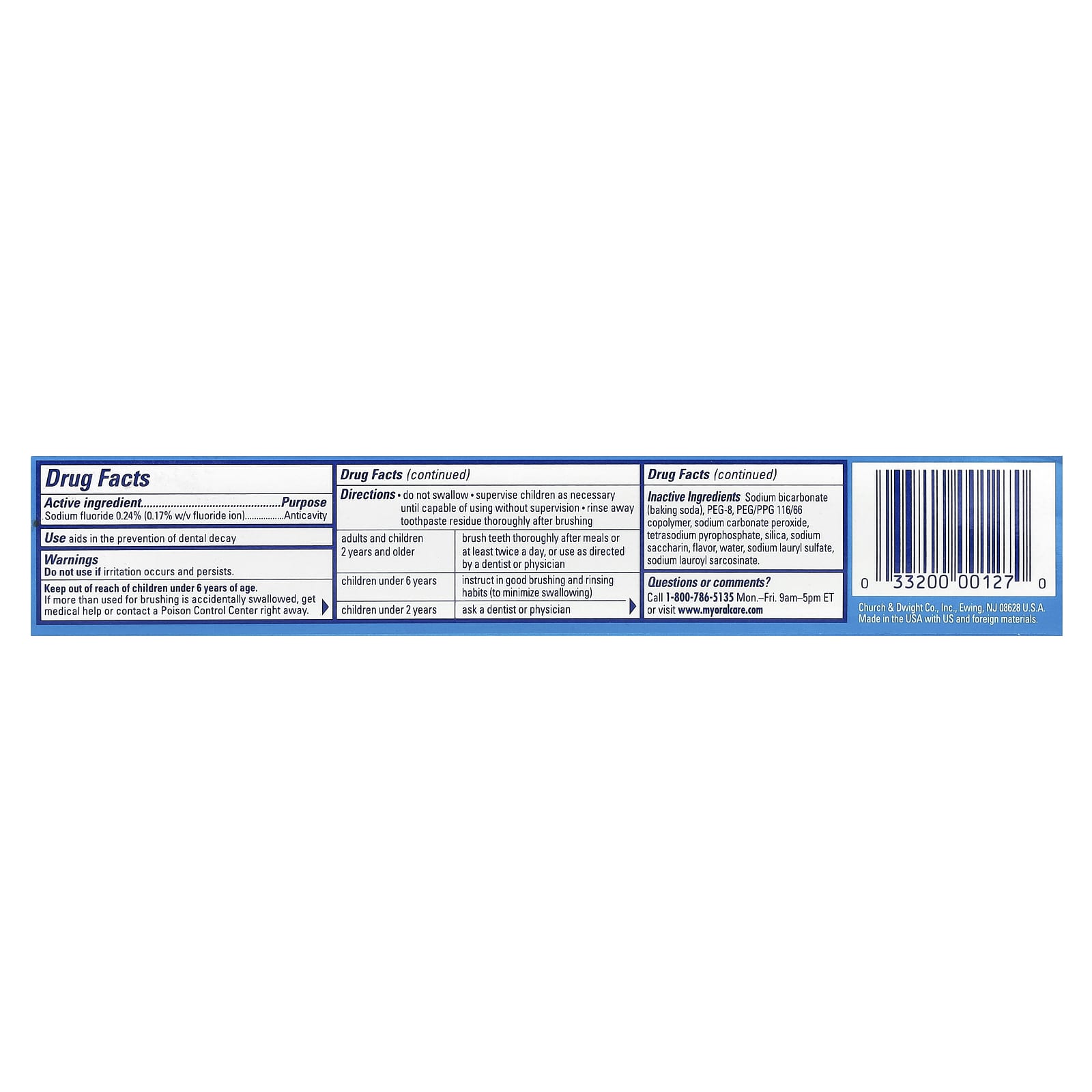 Зубная паста Arm & Hammer PeroxiCare™ Anticavity Fluoride Clean Mint Twin Pack, 170 г — фото 2