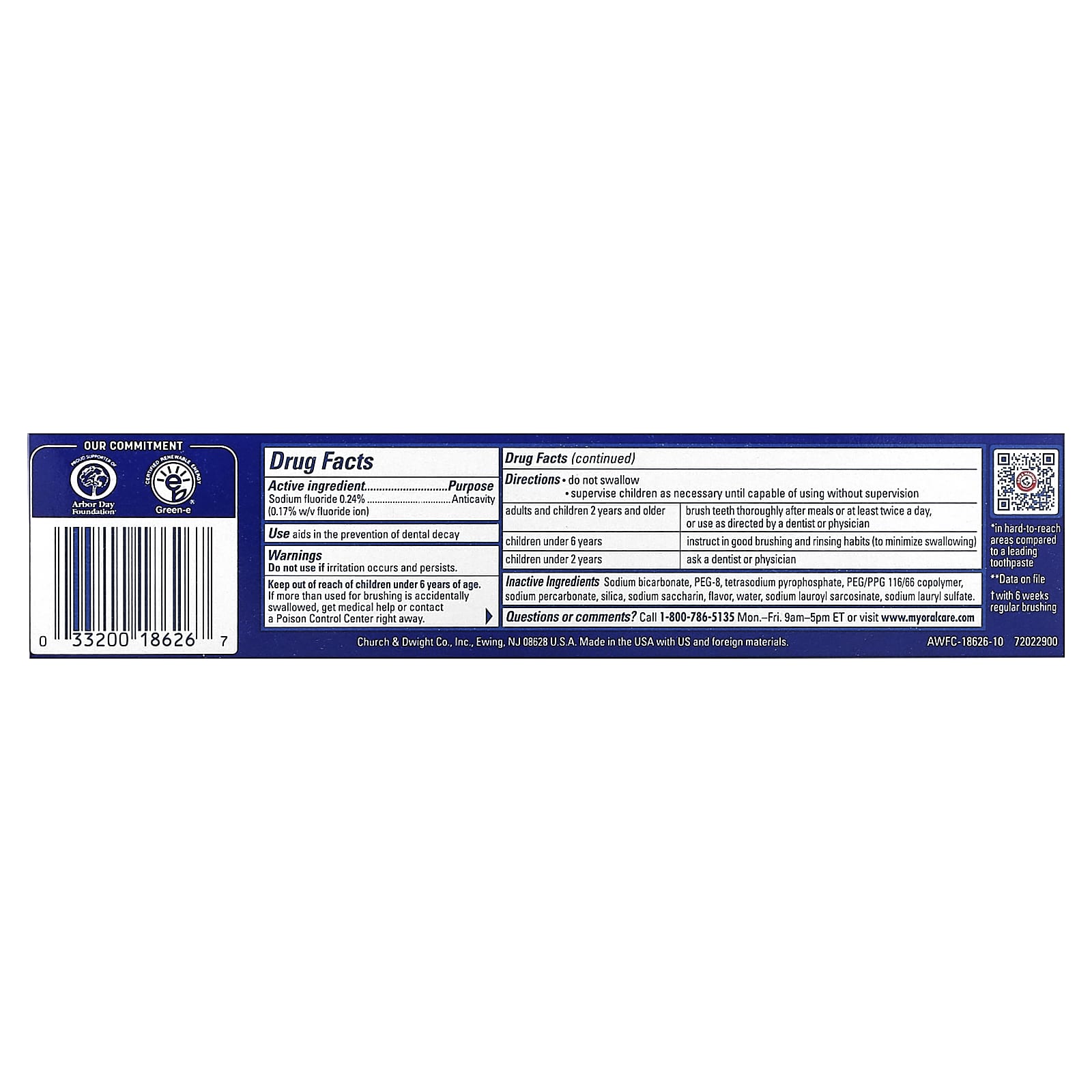 Зубная паста Arm & Hammer Advance White™ Anticavity Fluoride Clean Mint, 170 г — фото 2