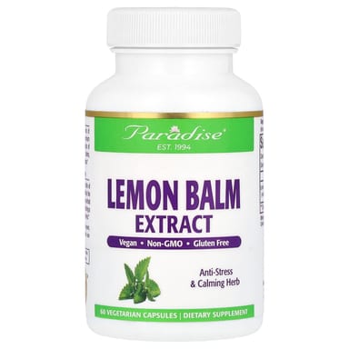 Мелисса Paradise Herbs, вкус Lemon Balm Extract, 300 мг, 60 растительных капсул