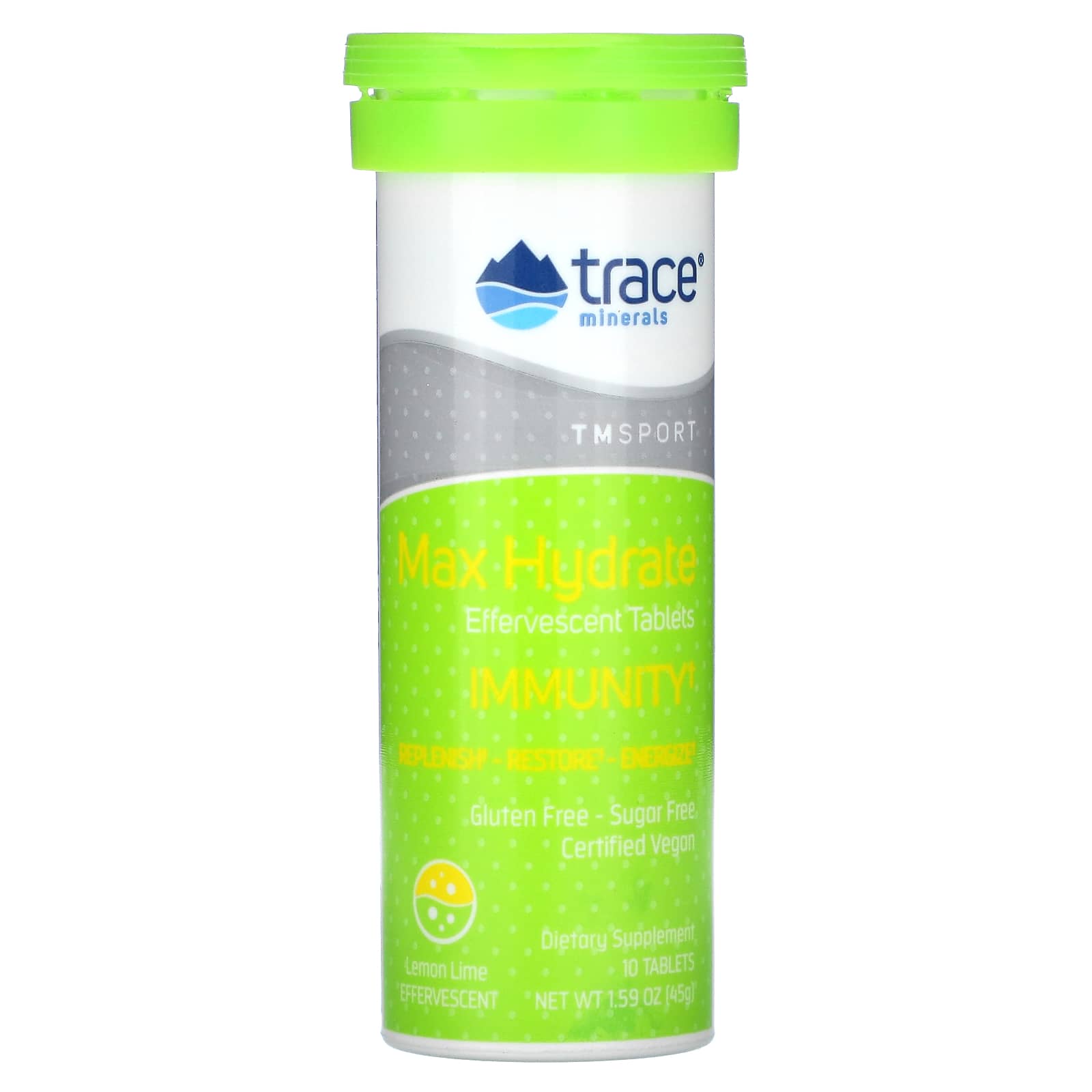 Эффервесцентные таблетки TM Sport, Max-Hydrate Immunity, Лимон-Лайм, 8 туб, 10 таблеток каждая — фото 2