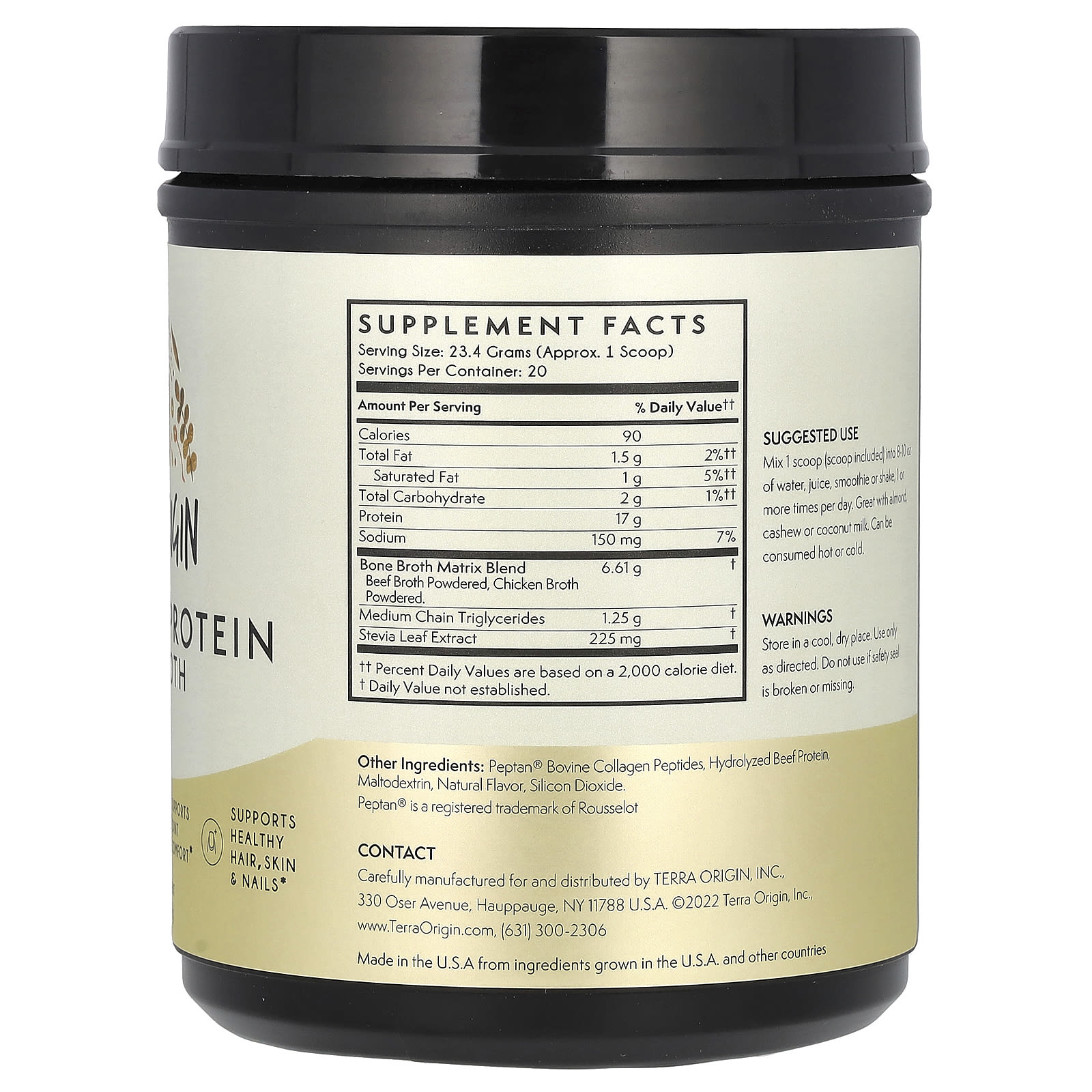 Коллаген Terra Origin Protein Bone Broth, вкус Vanilla, 468 г — фото 2