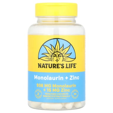 Цинк Nature's Life Monolaurin, 90 капсул
