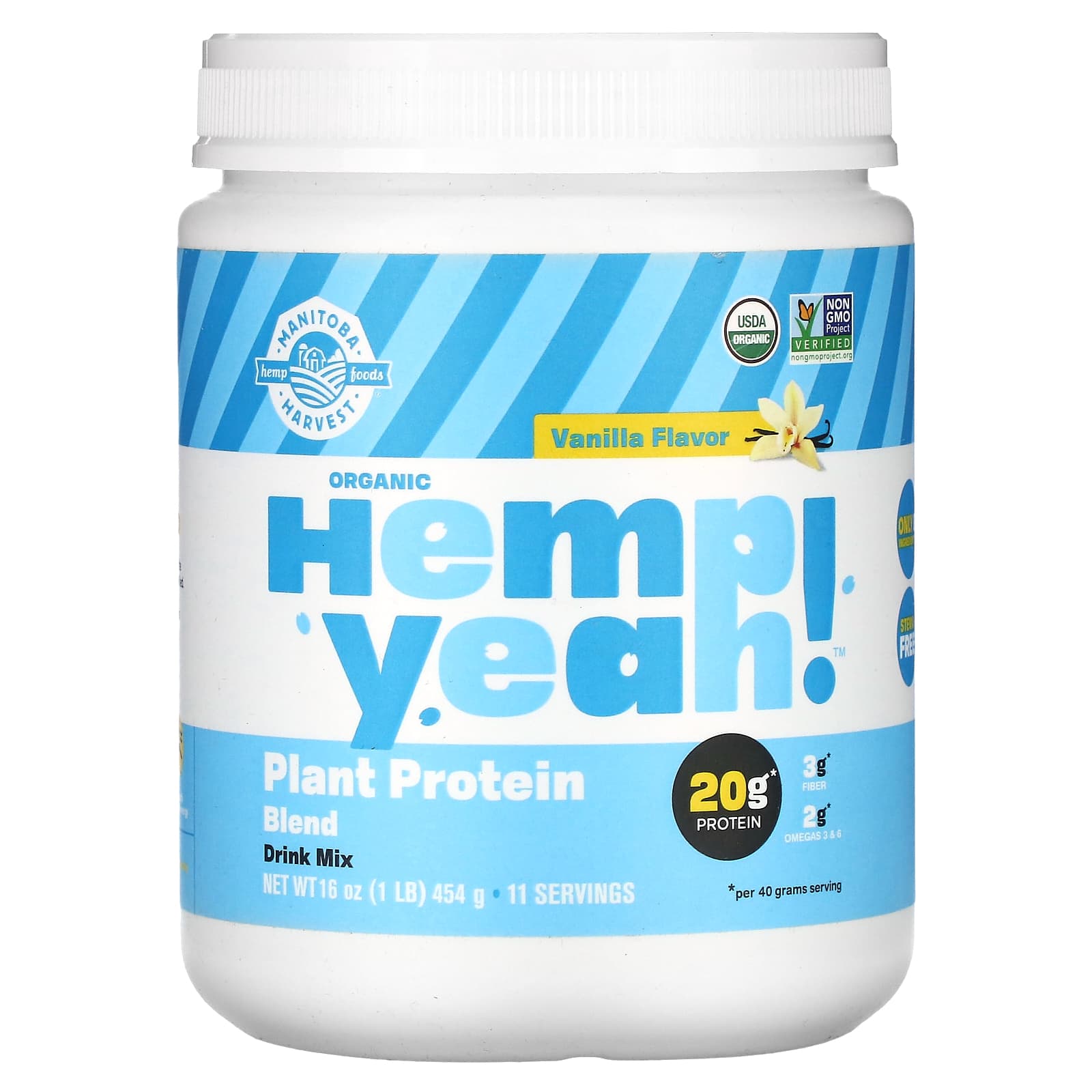 Растительный протеин Manitoba Harvest Organic Hemp Yeah! Blend, вкус Vanilla, 454 г