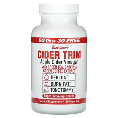 Фото товара: Яблочный уксус DietWorks Cider Trim, яблочный уксус, 120 капсул