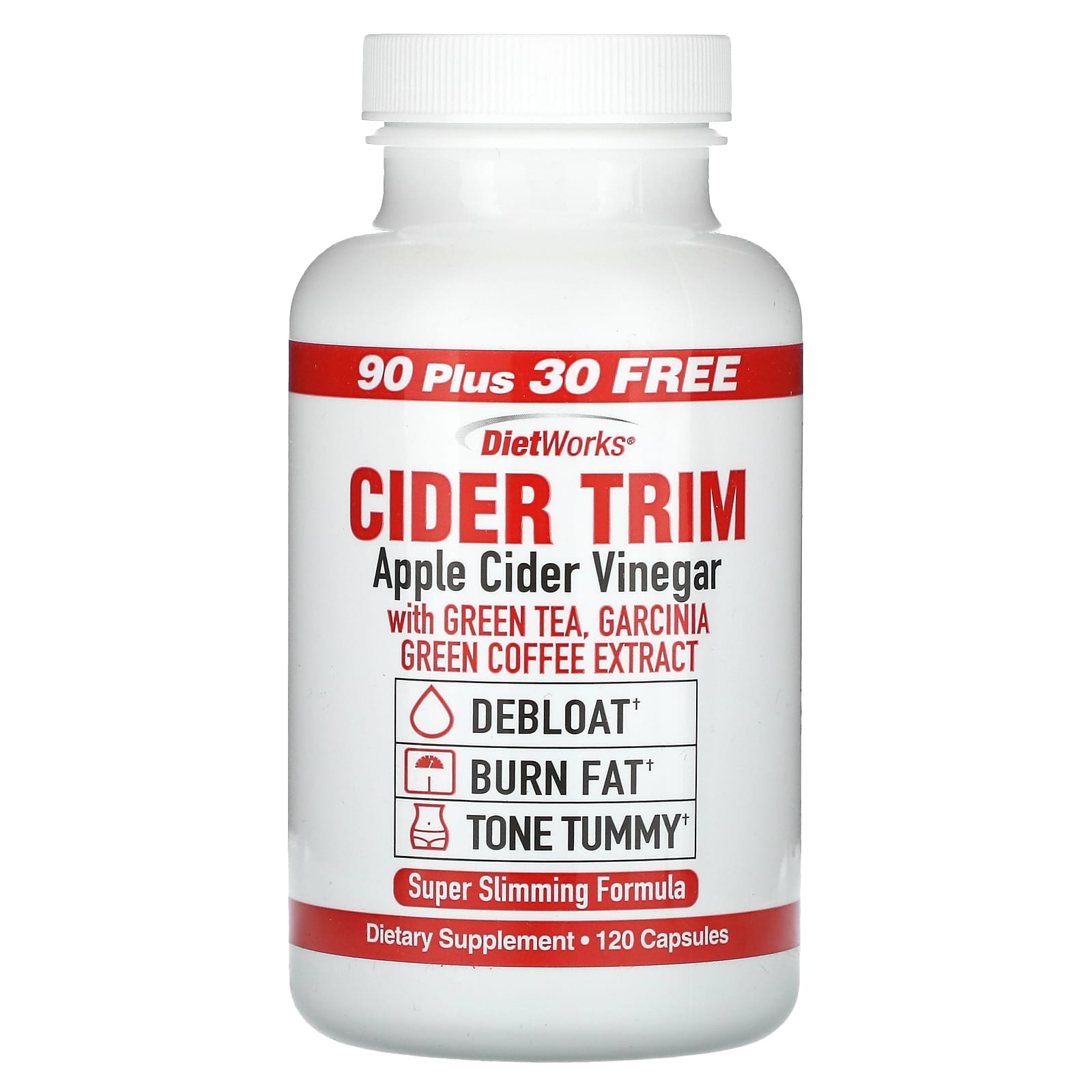 Яблочный уксус DietWorks Cider Trim, вкус Apple Cider Vinegar, 120 капсул