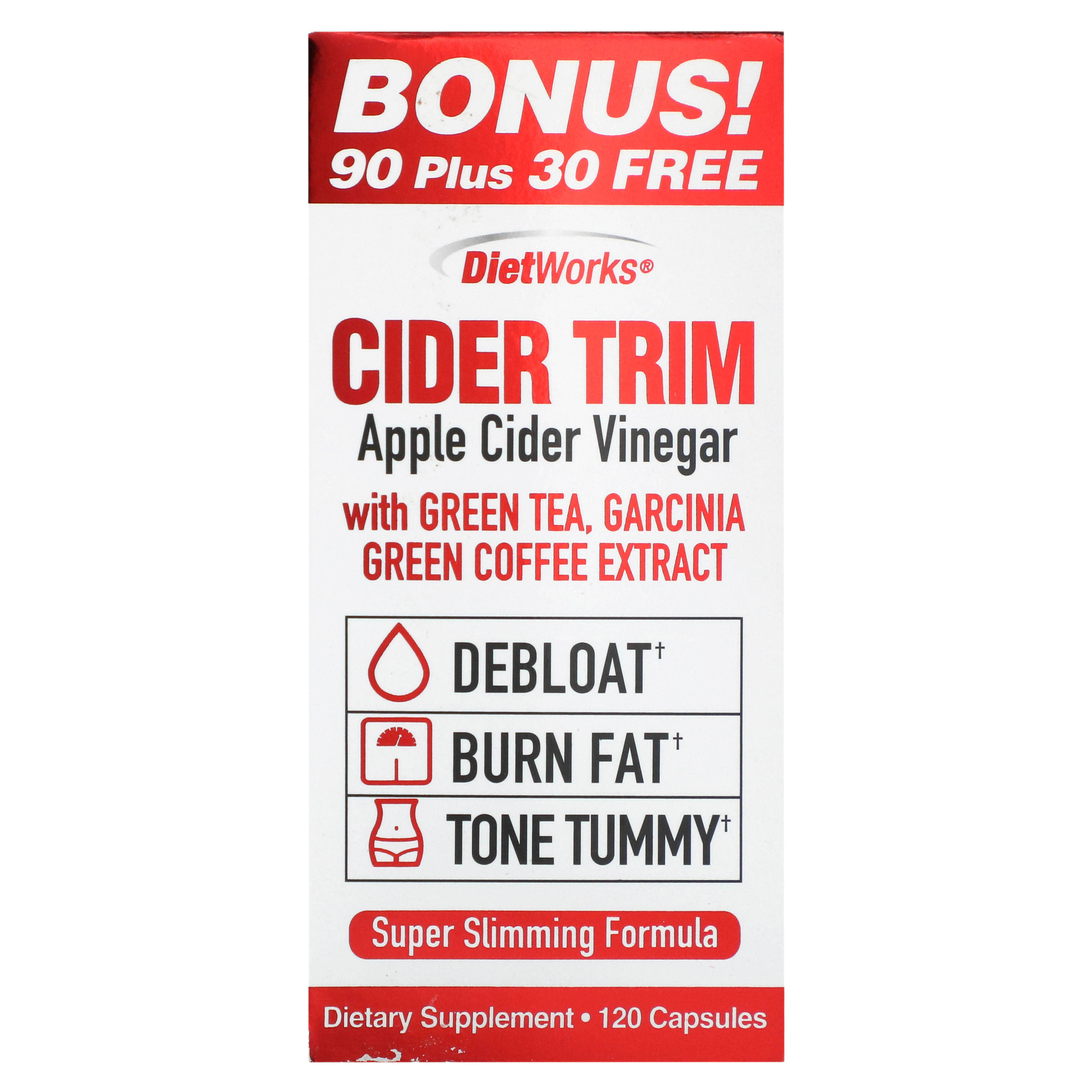 Яблочный уксус DietWorks Cider Trim, вкус Apple Cider Vinegar, 120 капсул — фото 3