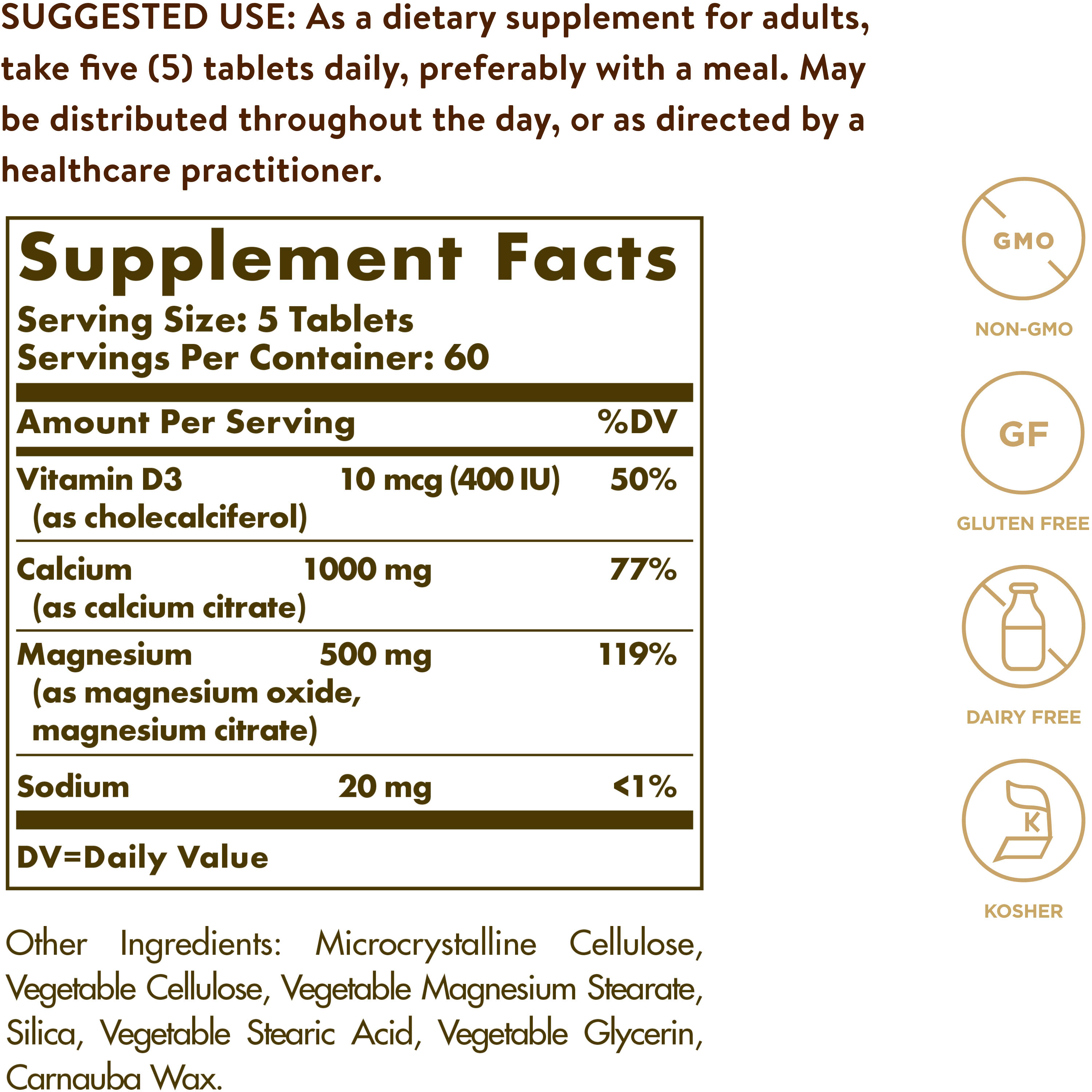Витамин D3 Solgar Calcium Magnesium, 300 таблеток