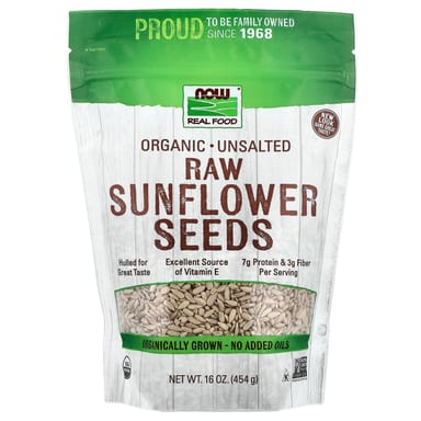 Семена подсолнечника NOW Foods Organic, без соли, 454 г