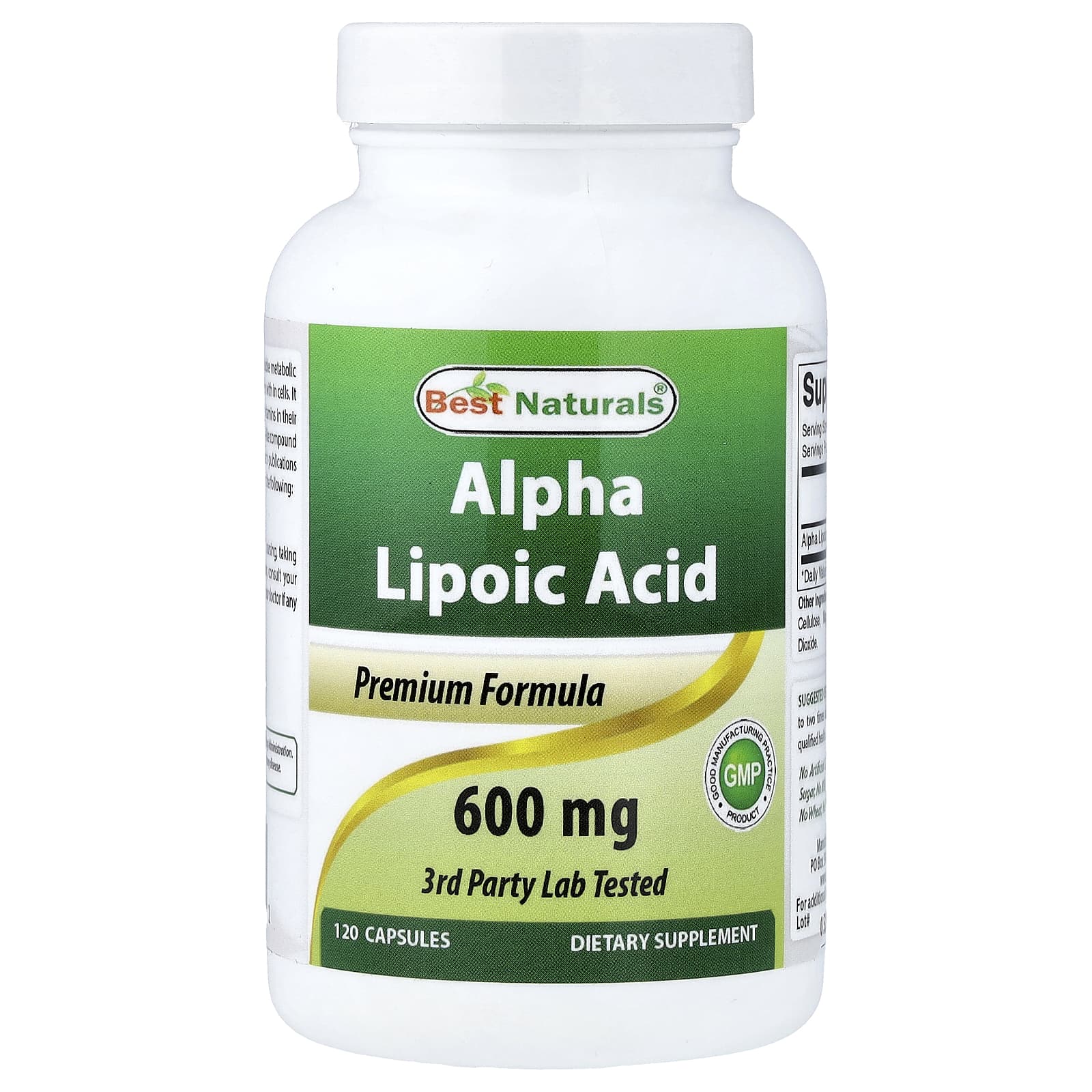 Альфа-липоевая кислота Best Naturals, 600 мг, 120 капсул