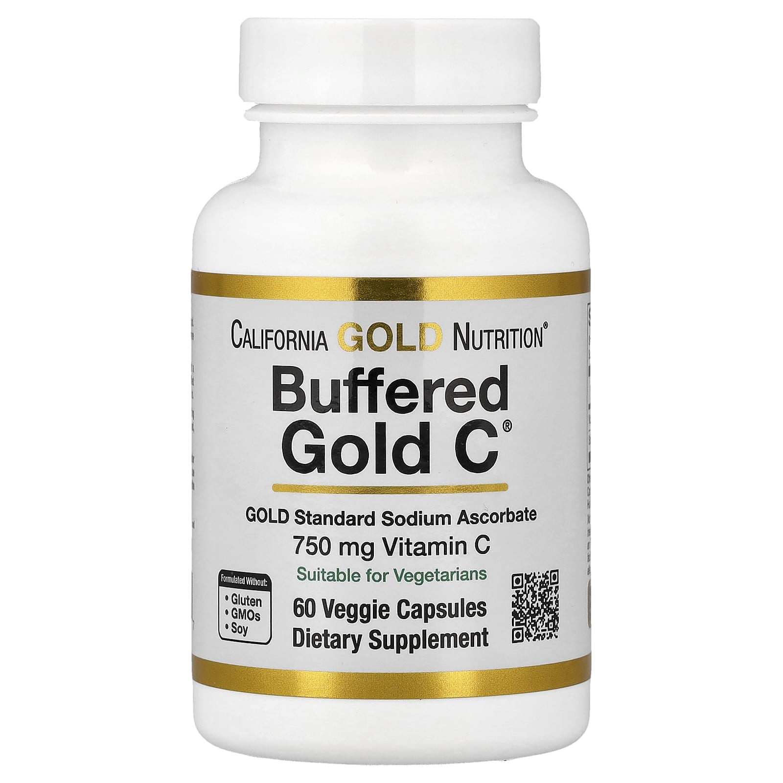 Витамин C California Gold Nutrition Buffered Gold C® GOLD Standard Sodium Ascorbate ( ), 60 растительных капсул — фото 3