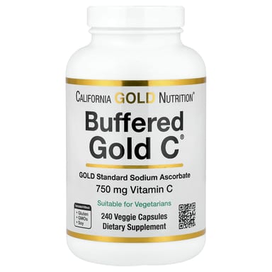 Витамин C California Gold Nutrition Buffered Gold C® GOLD Standard Sodium Ascorbate ( ), 240 растительных капсул