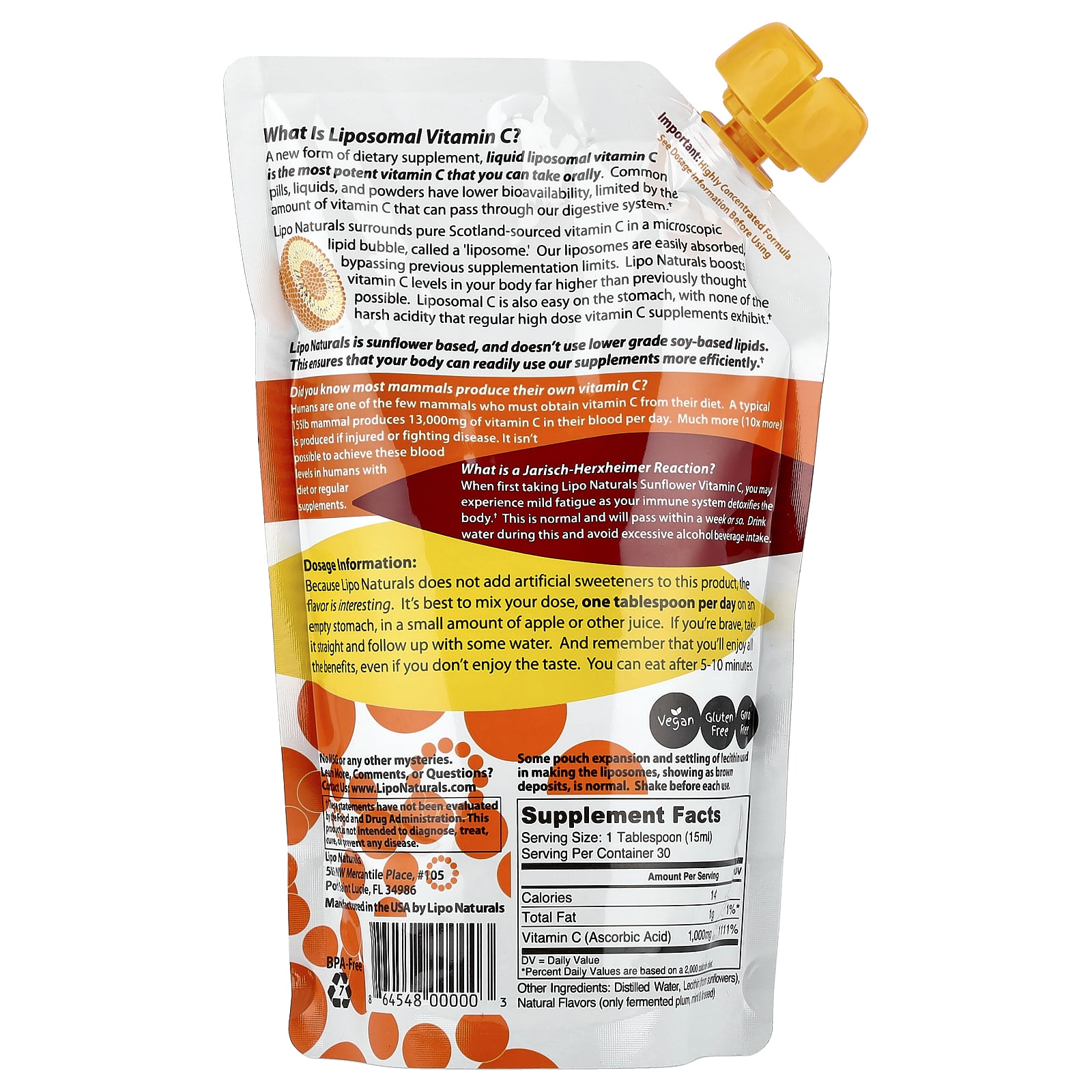 Витамин C Lipo Naturals Liposomal from Sunflowers, 443 мл — фото 2