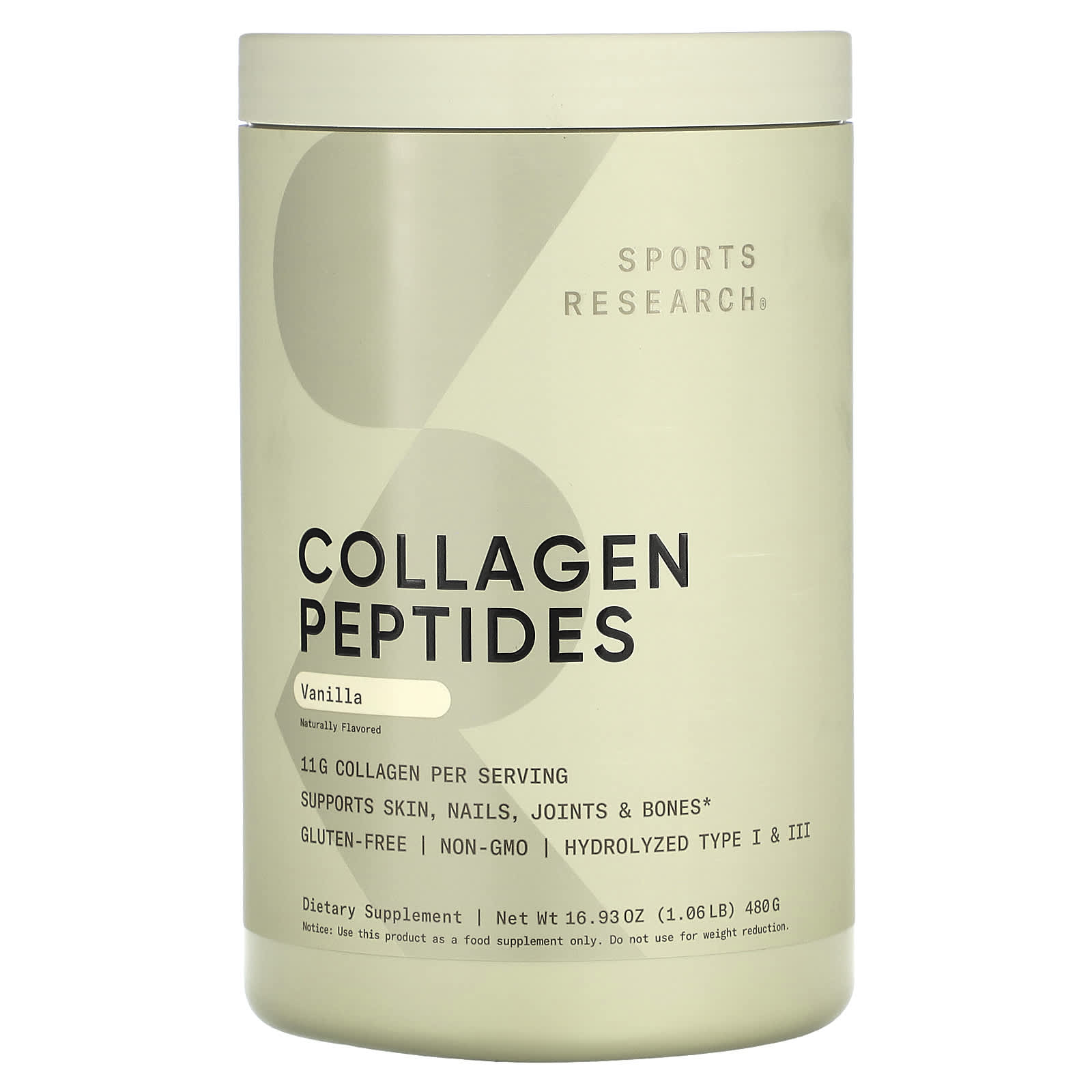 Коллаген Sports Research Peptides, вкус Vanilla, 480 г, 1.