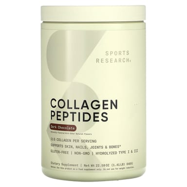 Темный шоколад Sports Research Collagen Peptides, вкус Dark Chocolate, 640 г, 1.