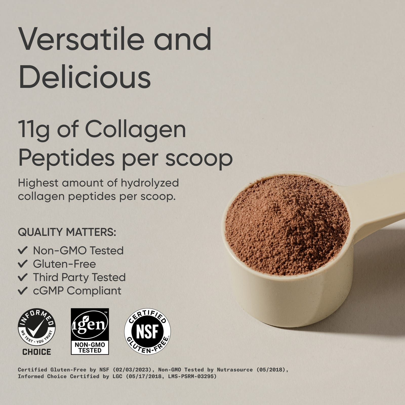 Темный шоколад Sports Research Collagen Peptides, вкус Dark Chocolate, 640 г, 1. — фото 3