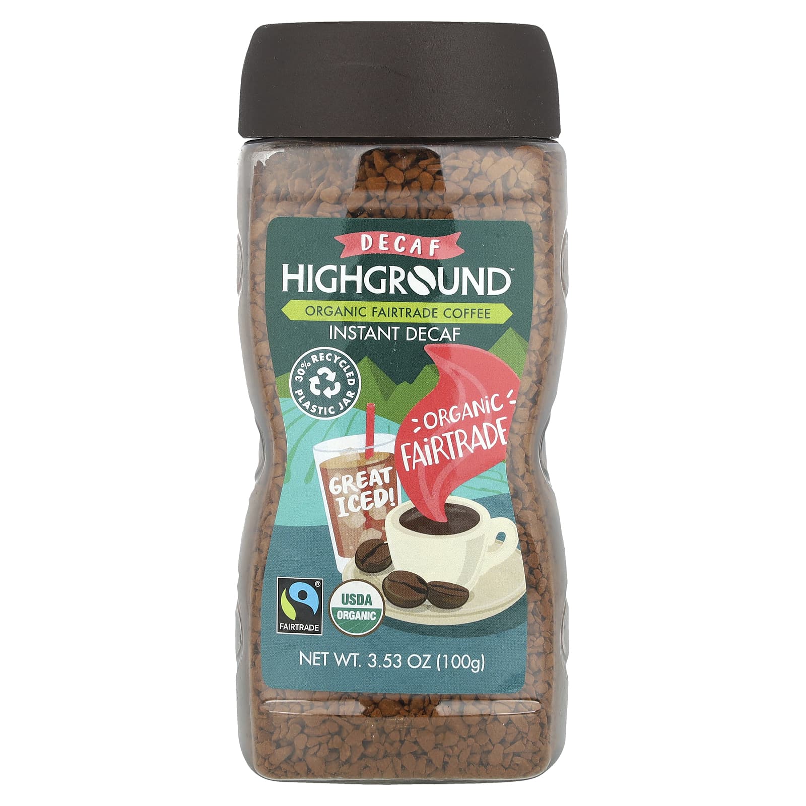 Растворимый кофе Highground Coffee Organic Medium Roast, оттенок Decaf, 100 г