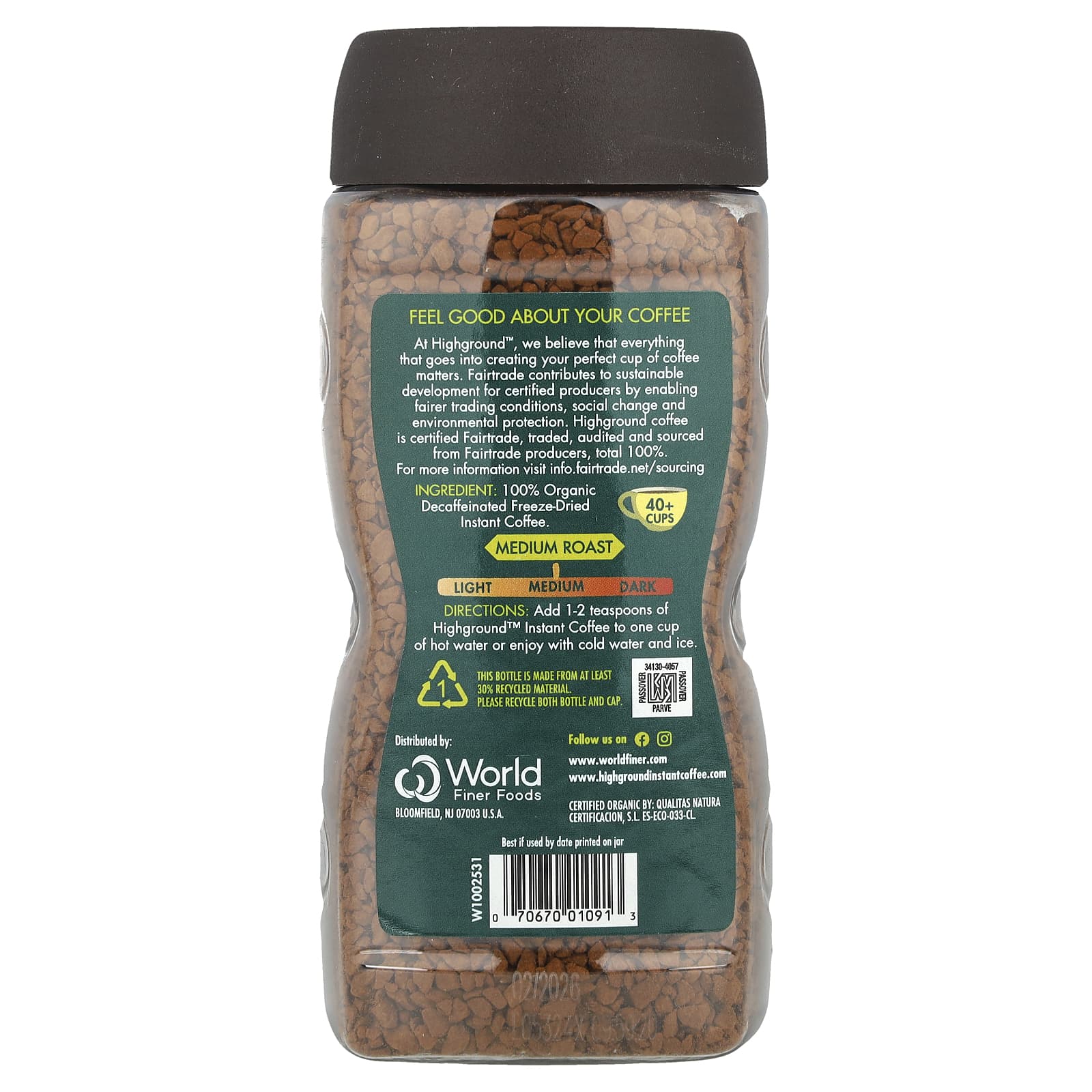 Растворимый кофе Highground Coffee Organic Medium Roast, оттенок Decaf, 100 г — фото 2