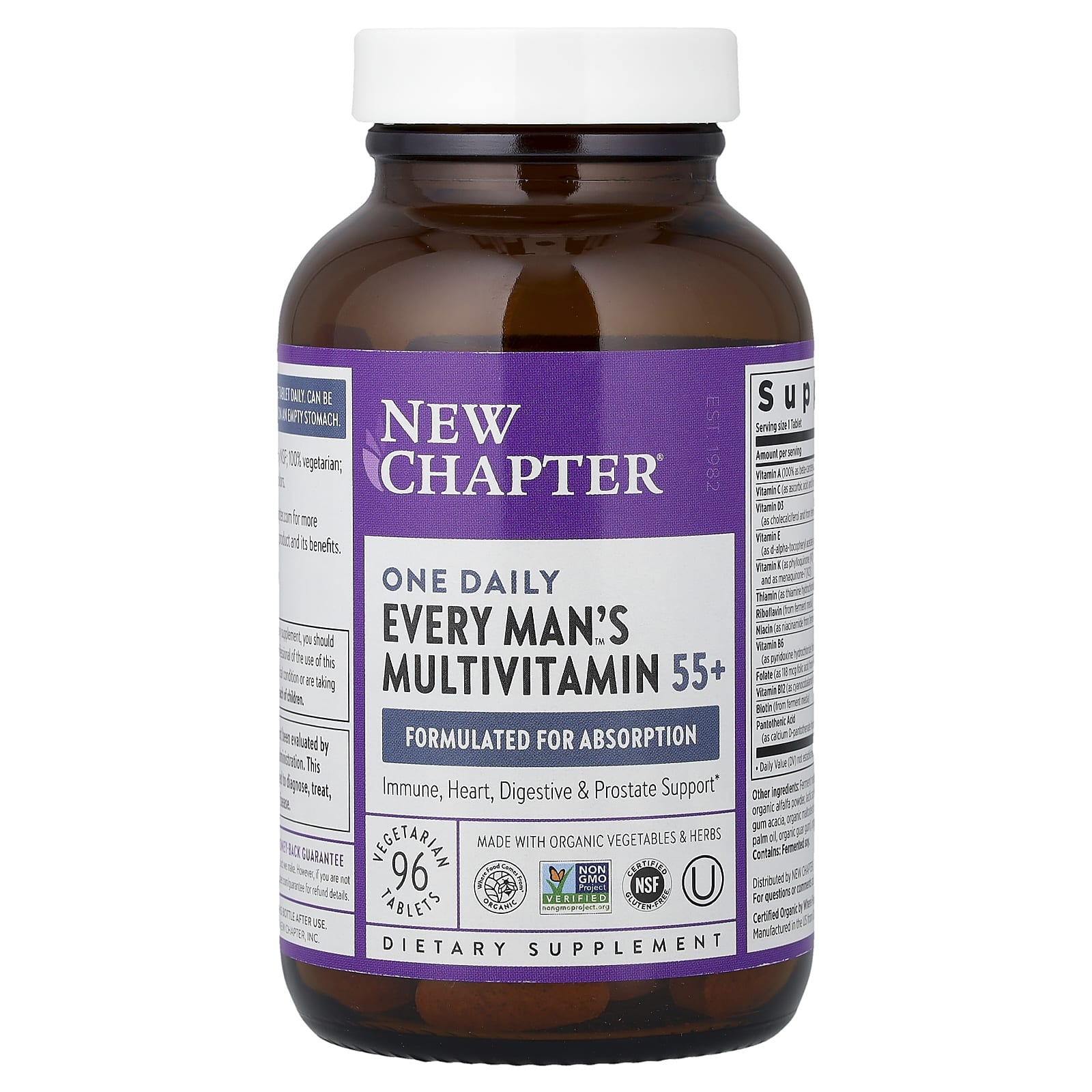 Мужские мультивитамины New Chapter One Daily Every Man's™ Multivitamin 55+, 96 растительных таблеток — фото 4