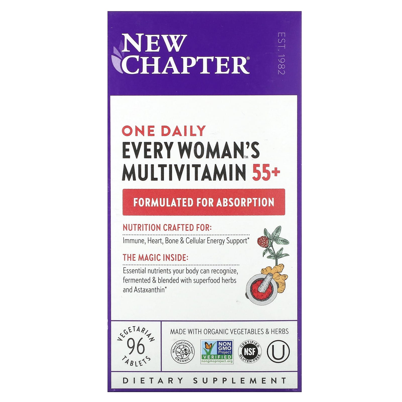 Мультивитамины New Chapter Every Woman's One Daily 55+, 96 растительных таблеток — фото 2
