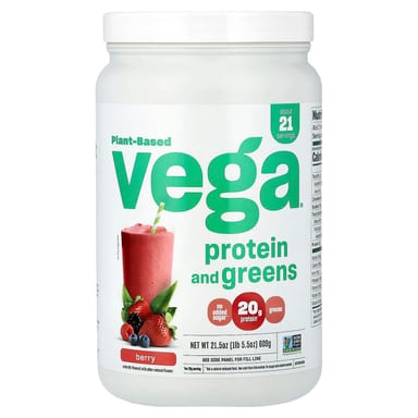Протеин с зеленью Vega Plant Based, вкус Berry, 609 г