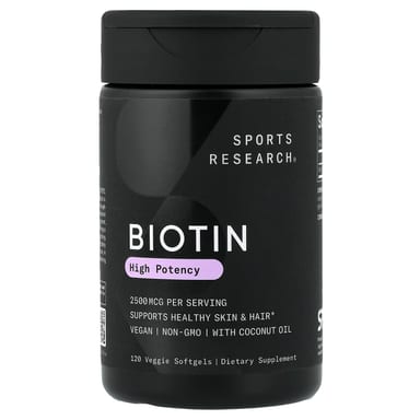 Биотин Sports Research 120 Veggie, 2500 мкг, мягкие капсулы