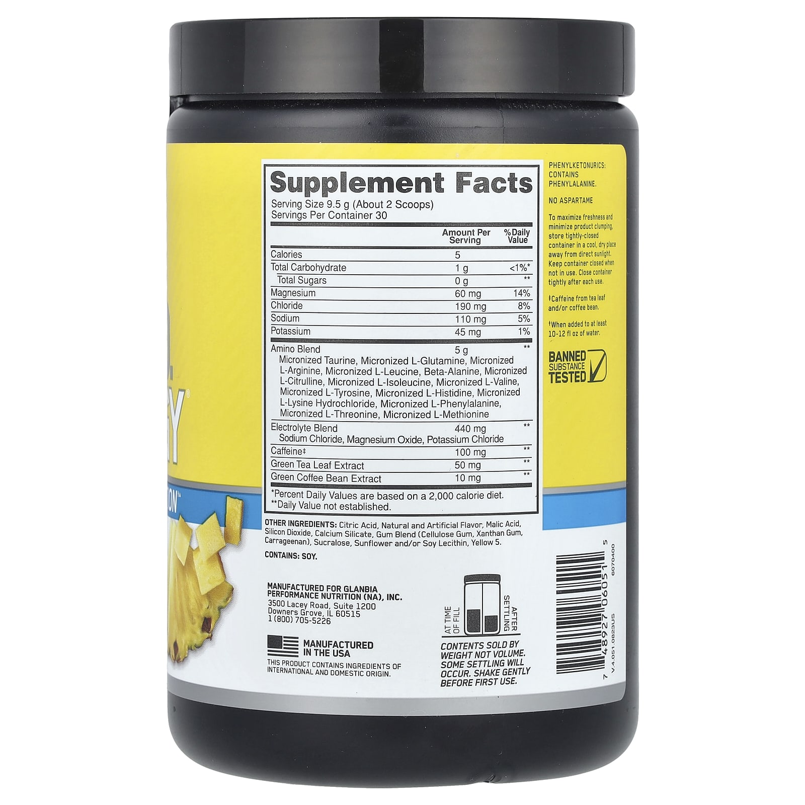 Энергетический напиток Optimum Nutrition, 285 г (10.05 oz) ананасовый вкус — фото 2