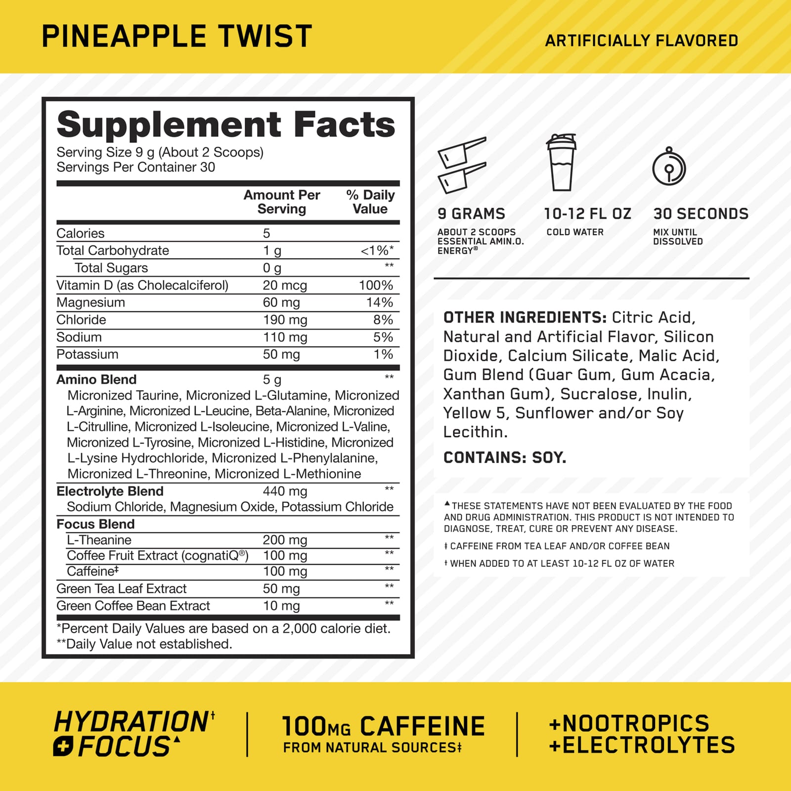 Энергетический напиток Optimum Nutrition, 285 г (10.05 oz) ананасовый вкус — фото 3