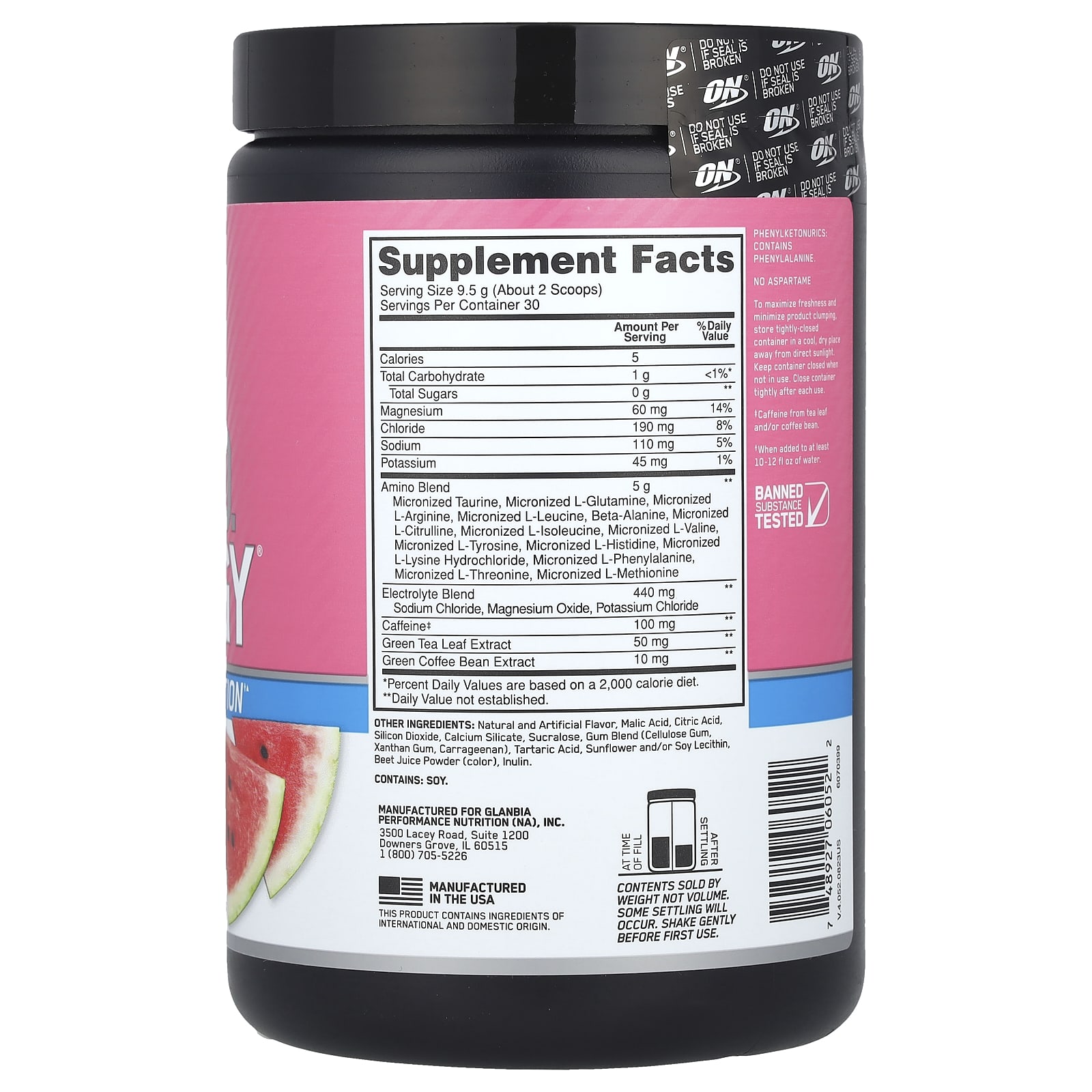 Энергетик Optimum Nutrition, 285 г (10.05 oz) вкус арбуз — фото 2