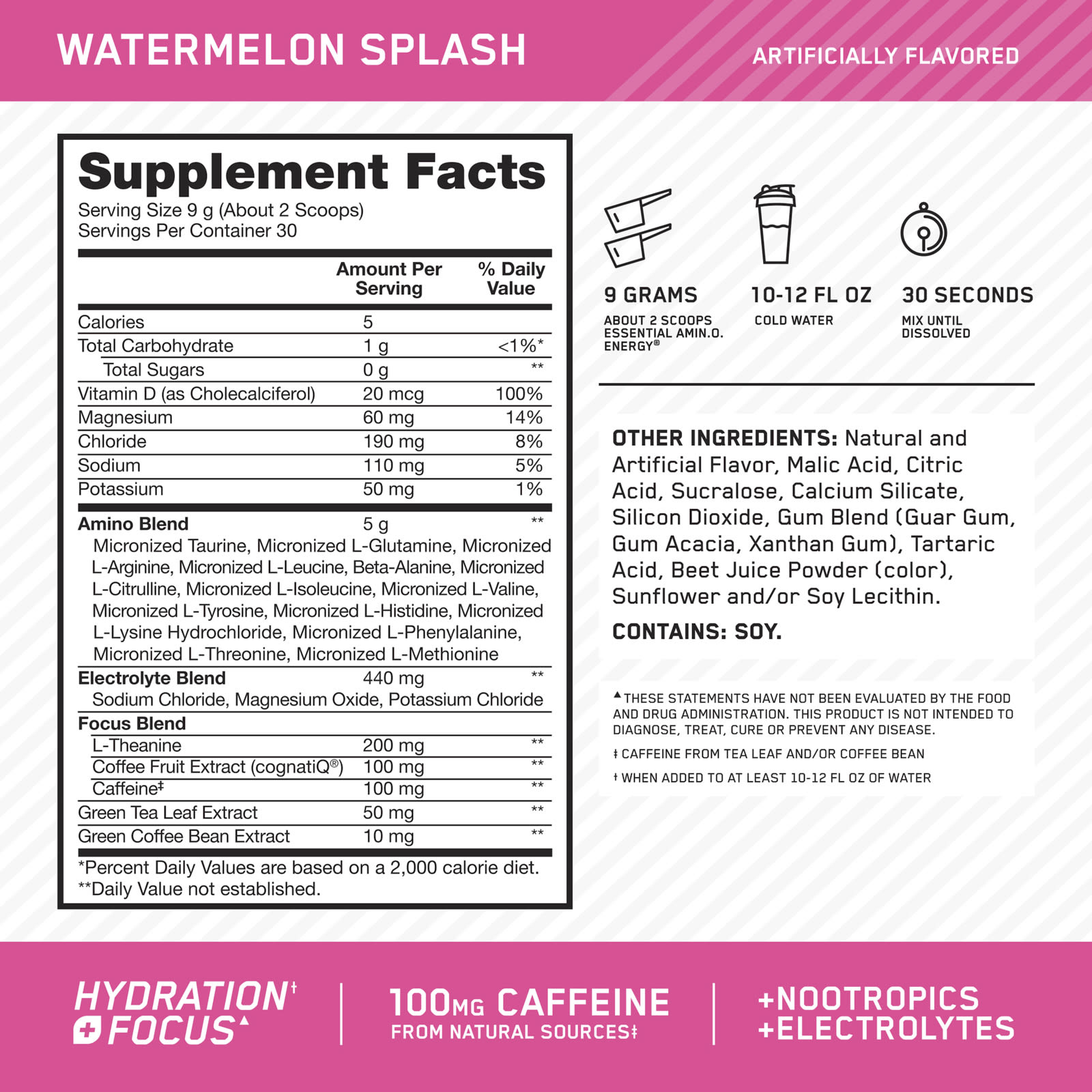 Энергетик Optimum Nutrition, 285 г (10.05 oz) вкус арбуз — фото 3