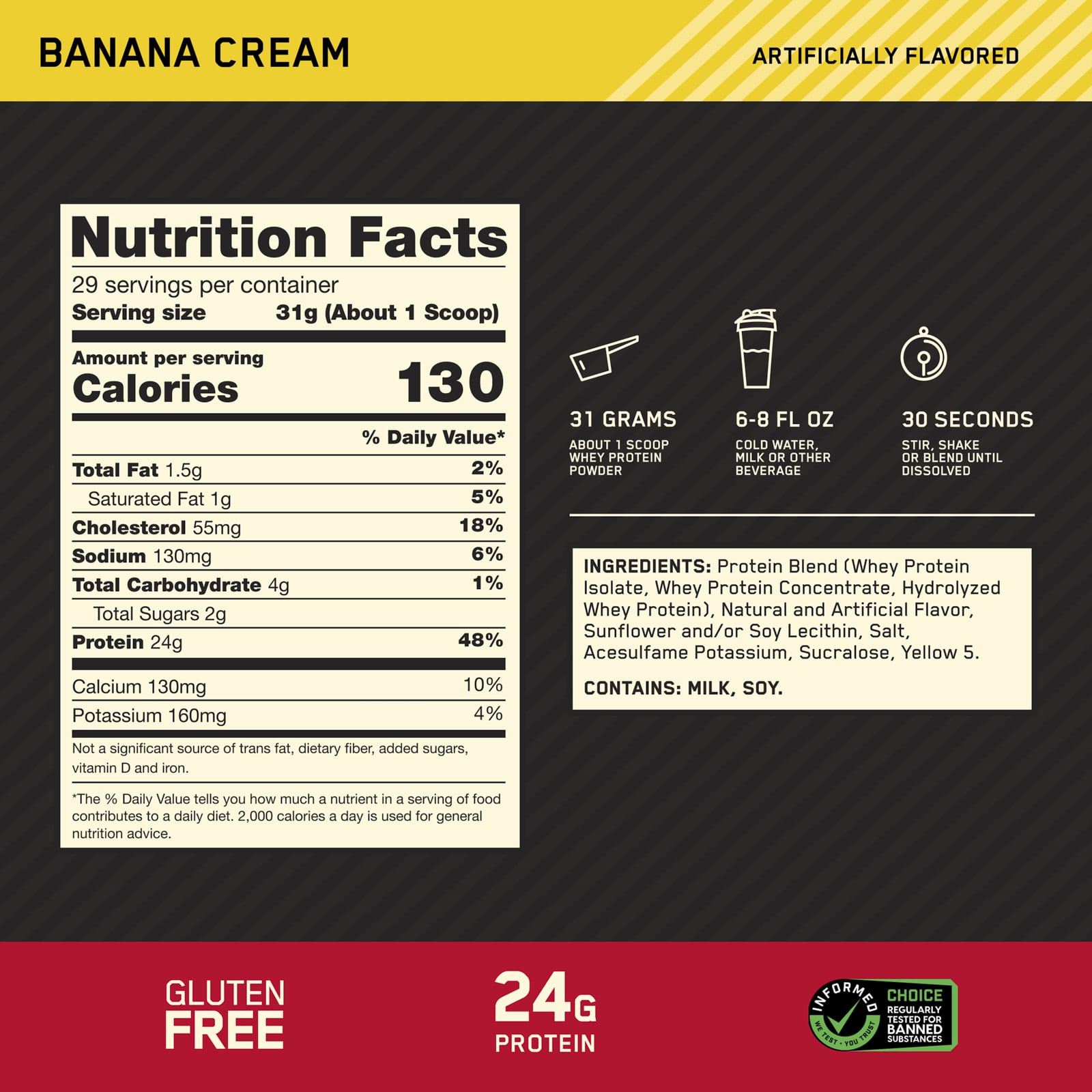 Сывороточный протеин Optimum Nutrition Gold Standard® Protein, вкус Banana Cream, 907 г