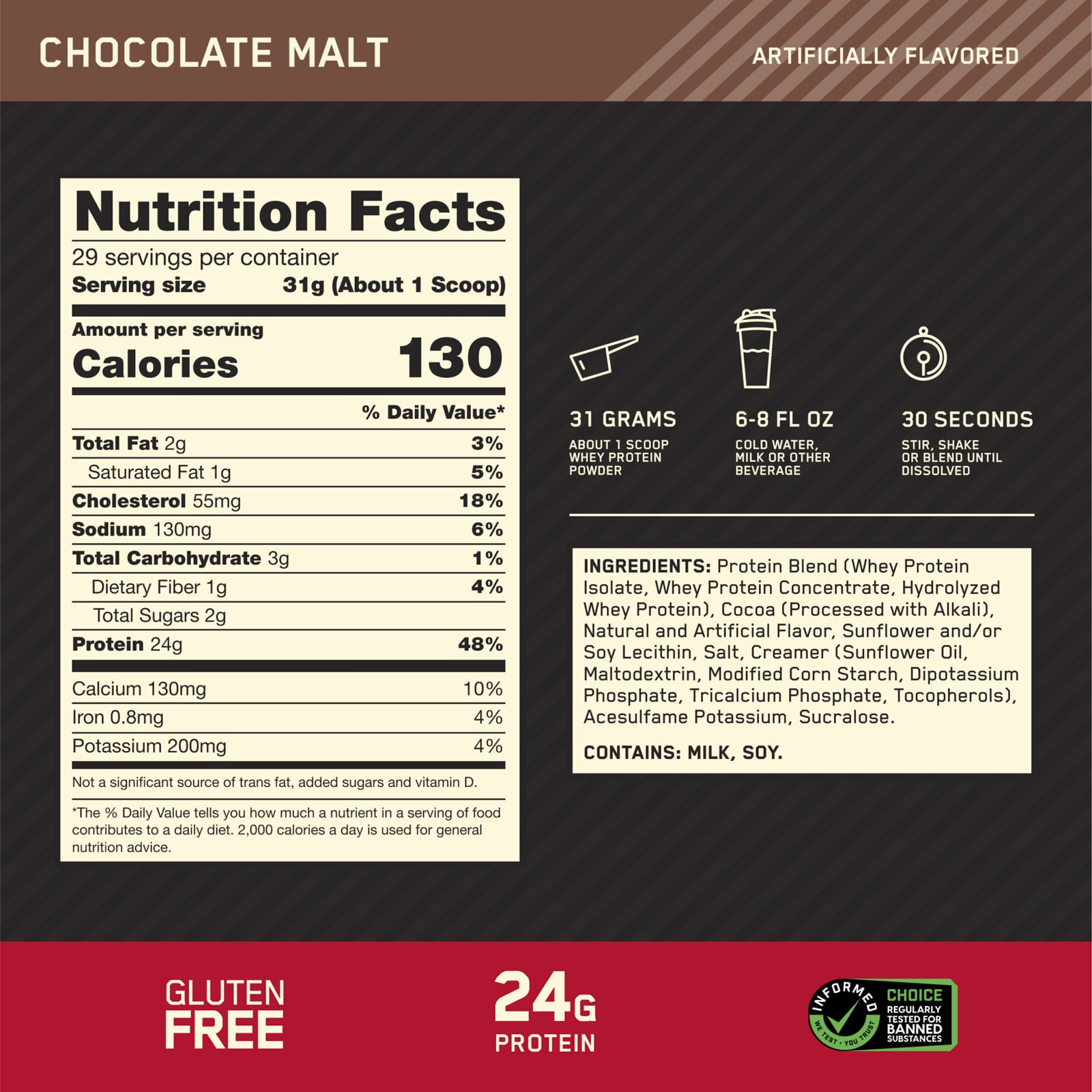 Сывороточный протеин Optimum Nutrition Gold Standard® Protein, вкус Chocolate Malt, 907 г