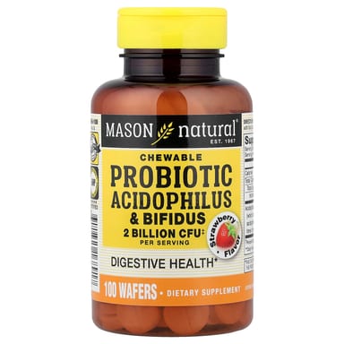Пробиотик ацидофилус Mason Natural Chewable Probiotic & Bifidus, вкус Strawberry, 34 мг