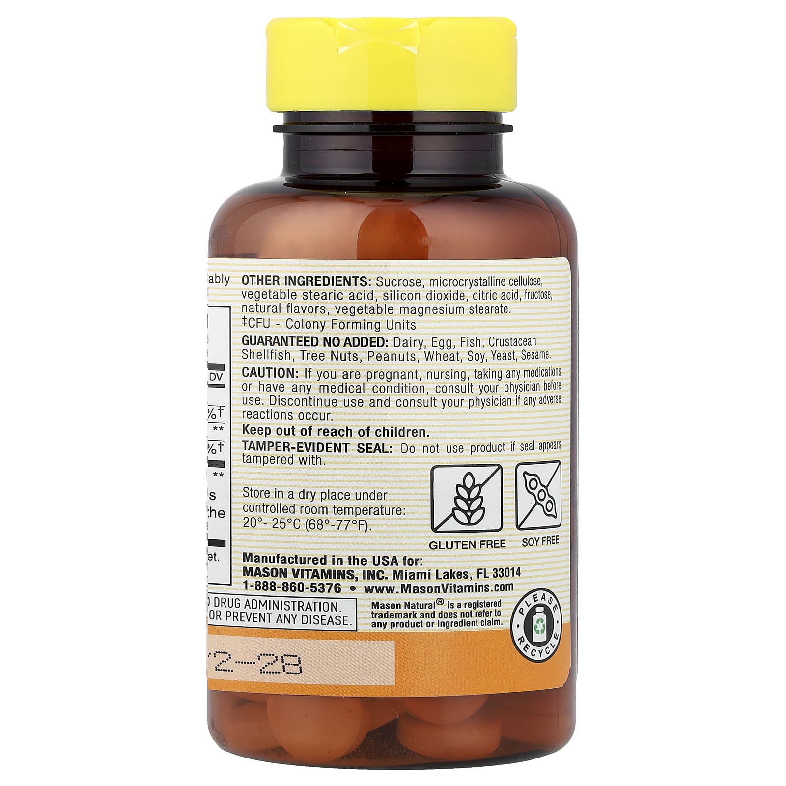 Пробиотик ацидофилус Mason Natural Chewable Probiotic & Bifidus, вкус Strawberry, 34 мг — фото 3