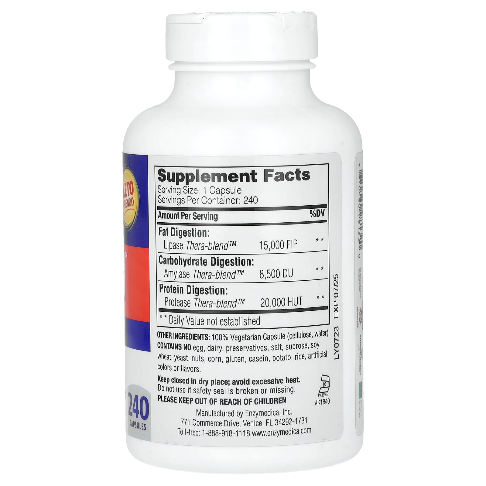 Ферментный комплекс для переваривания жиров Enzymedica For Fat Digestion, 240 капсул — фото 2