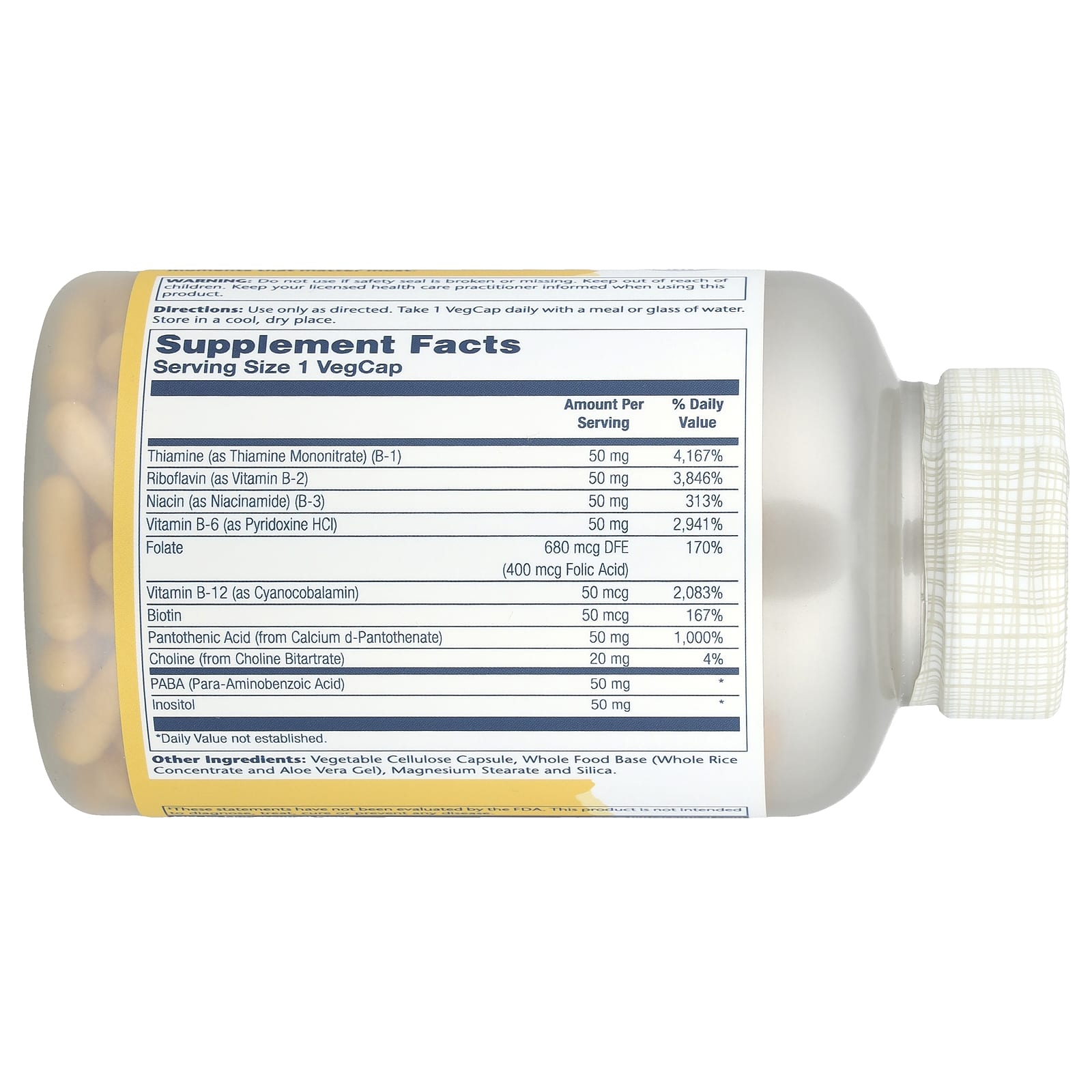 Комплекс витаминов B Solaray Vitamin B-Complex, 50 мг, 250 растительных капсул — фото 2