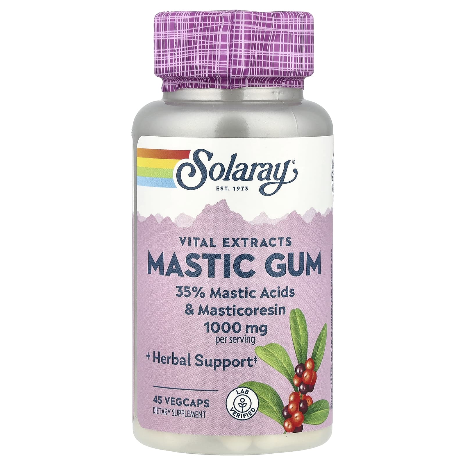 Мастиковая смола Solaray Vital Extracts, 500 мг, 45 растительных капсул