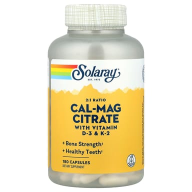 Комплекс кальция и магния Solaray Cal-Mag Citrate 2:1 Ratio, 180 капсул