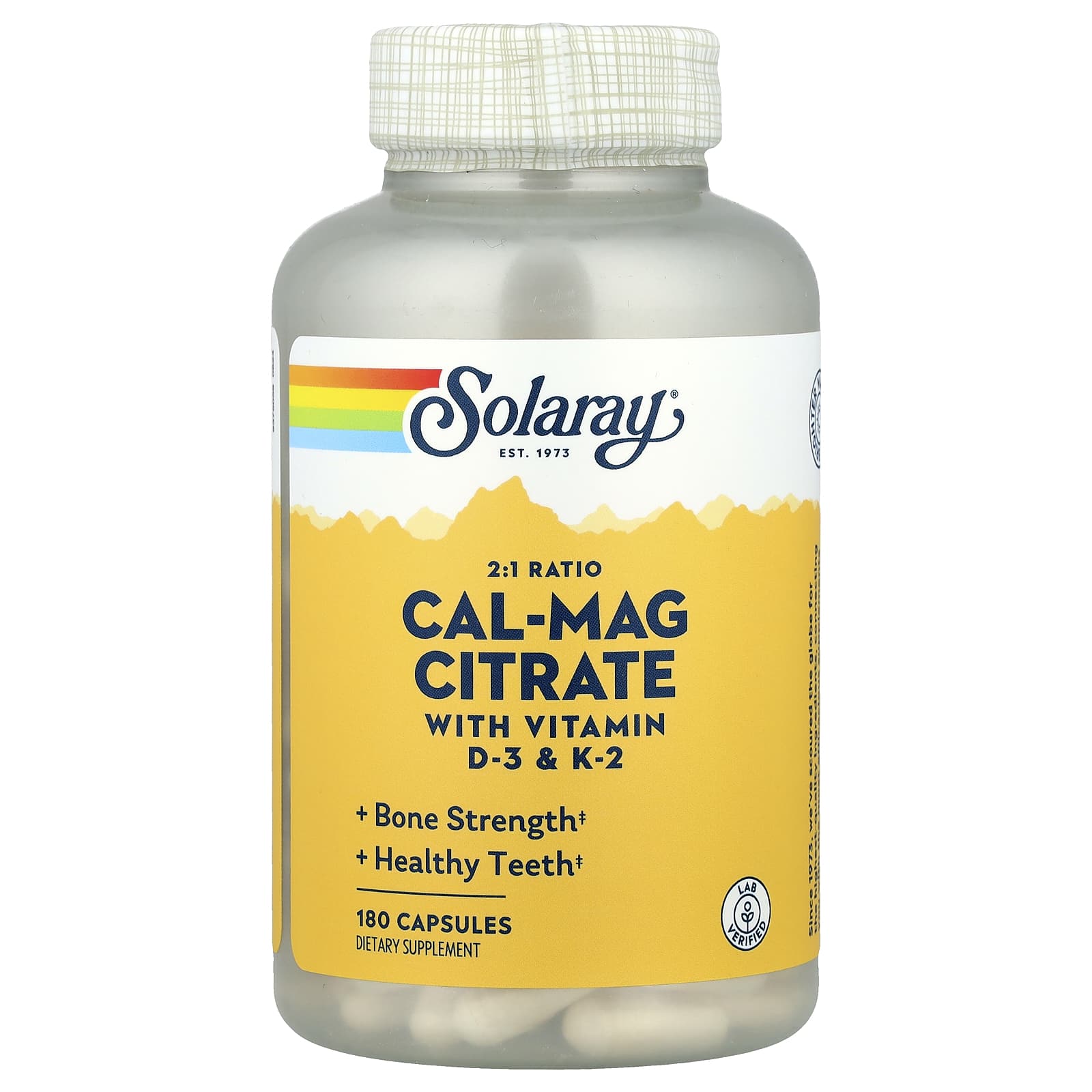 Комплекс кальция и магния Solaray Cal-Mag Citrate 2:1 Ratio, 180 капсул