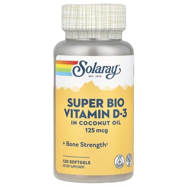 Витамин D3 Solaray Super Bio, 125 мкг, 120 мягких капсул