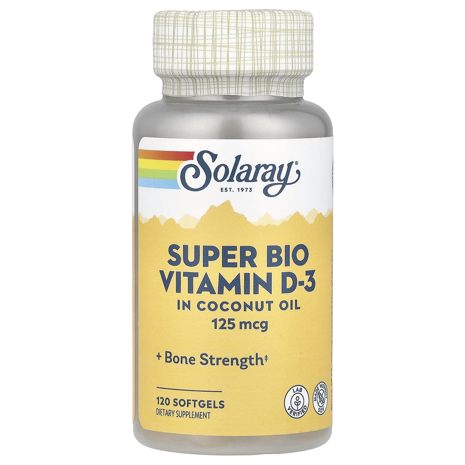 Витамин D3 Solaray Super Bio, 125 мкг, 120 мягких капсул