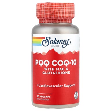 Коэнзим Q10 Solaray PQQ with NAC & Glutathione, 30 растительных капсул