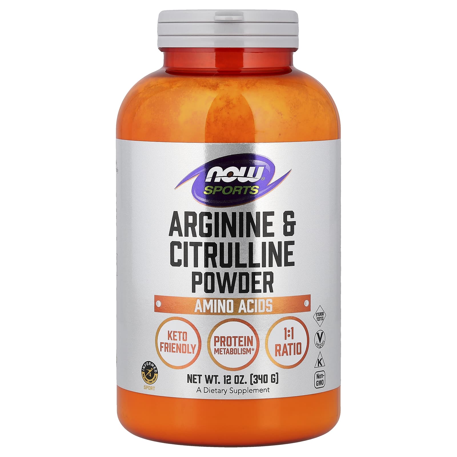 Порошок NOW Foods Sports Arginine & Citrulline, 340 г