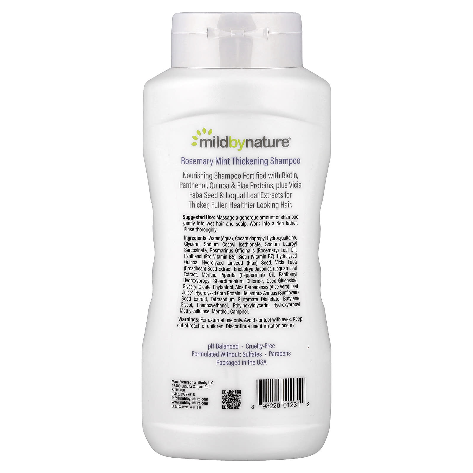 Комплекс витаминов B Mild By Nature Thickening Shampoo B-Complex & Biotin Rosemary Mint, 473 мл — фото 8
