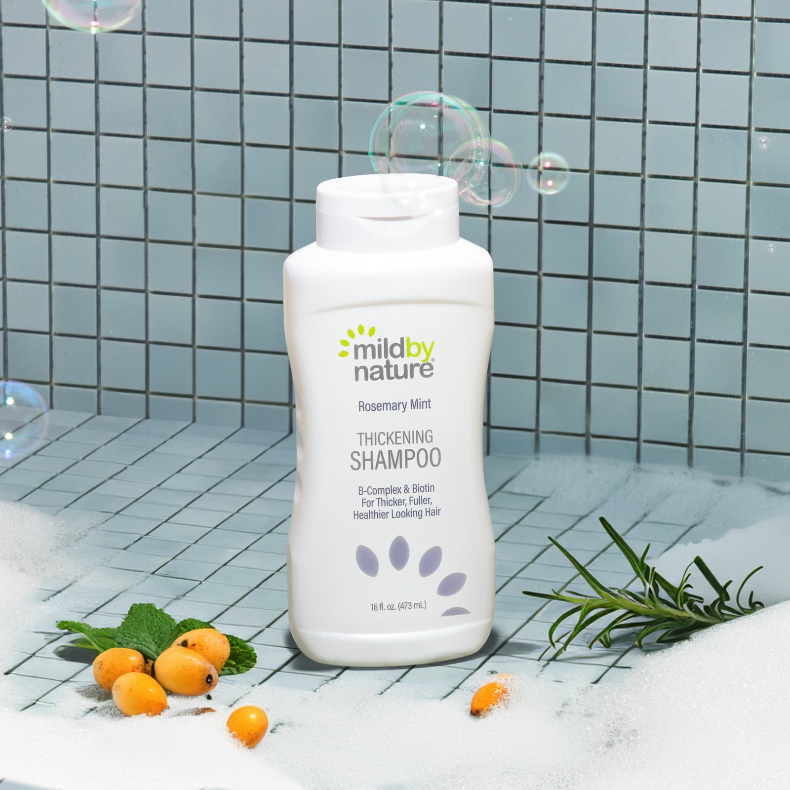 Комплекс витаминов B Mild By Nature Thickening Shampoo B-Complex & Biotin Rosemary Mint, 473 мл — фото 5