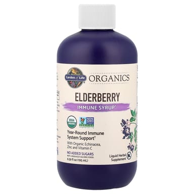 Бузина Garden of Life Organics, вкус Elderberry Immune Syrup, 195 мл